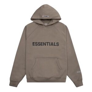 Essentials Taupe Hoodie Front Logo